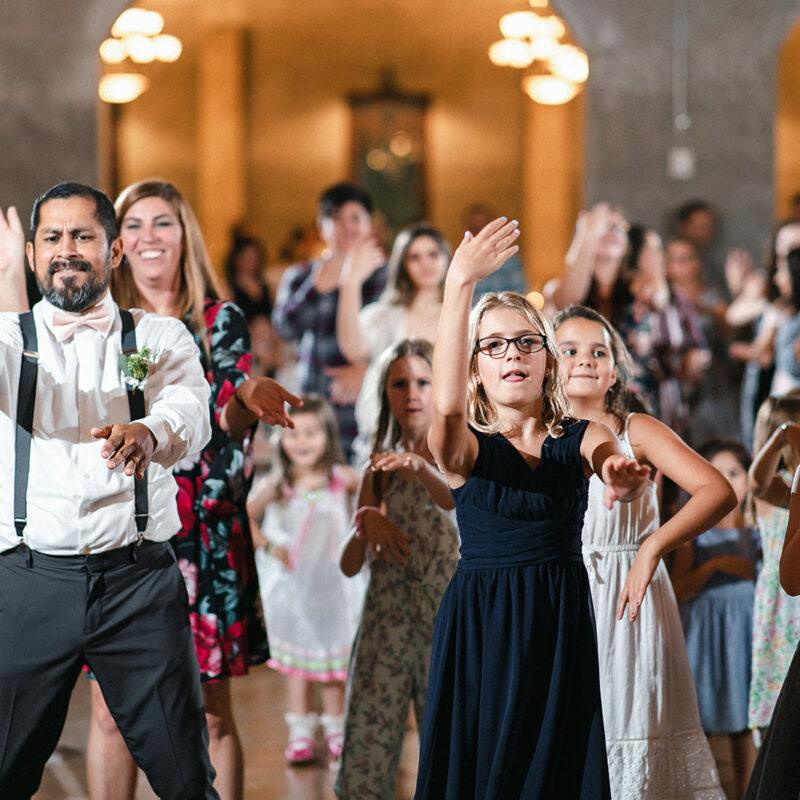 Family dancing at wedding